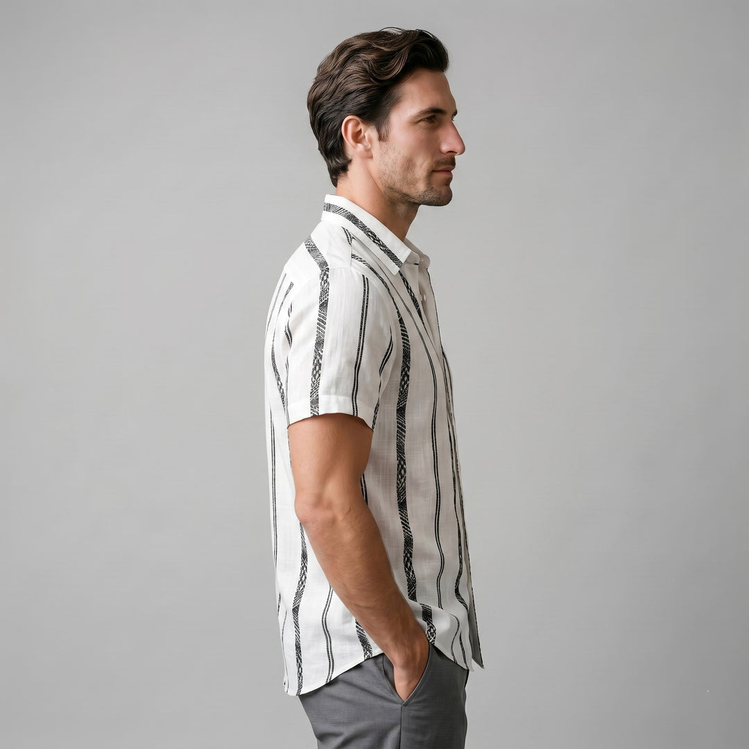 Lincoln Textured Stripe Short Sleeve Shirt
