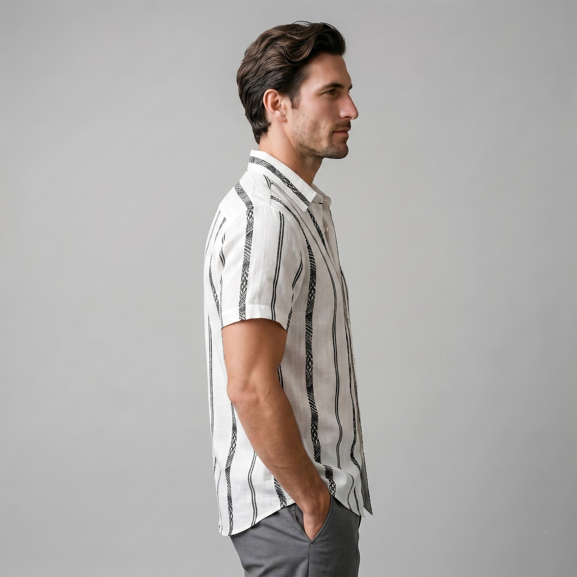 Lincoln Textured Stripe Short Sleeve Shirt