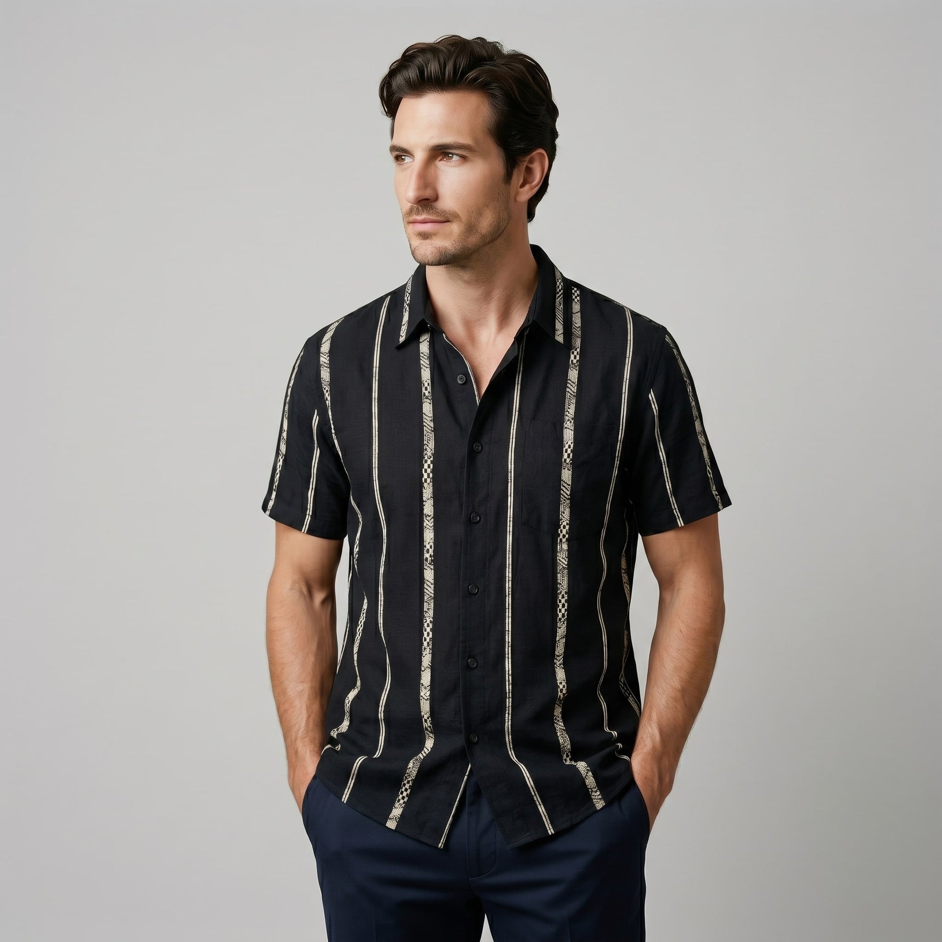 Lincoln Textured Stripe Short Sleeve Shirt
