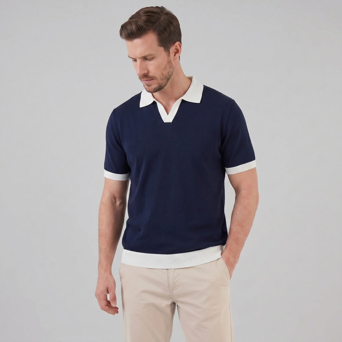 Tatum Contrast Trim Knit Polo Shirt_1