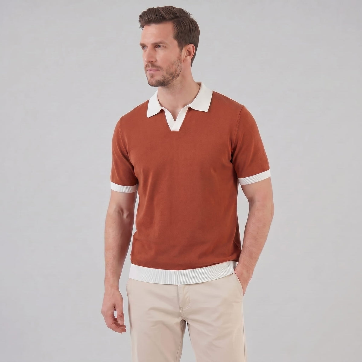 Tatum Contrast Trim Knit Polo Shirt