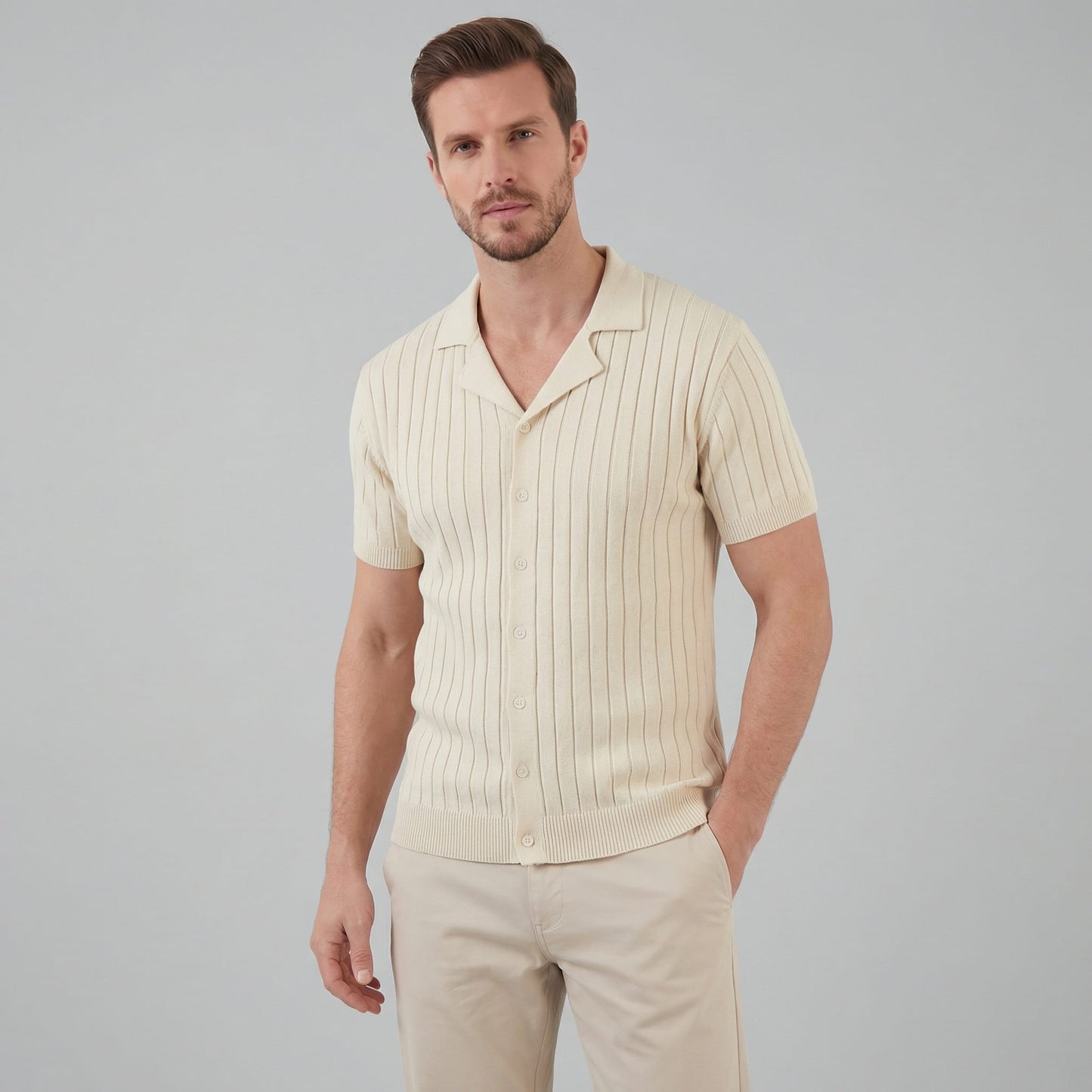 Lucas Ribbed Knit Camp Collar Shirt_1