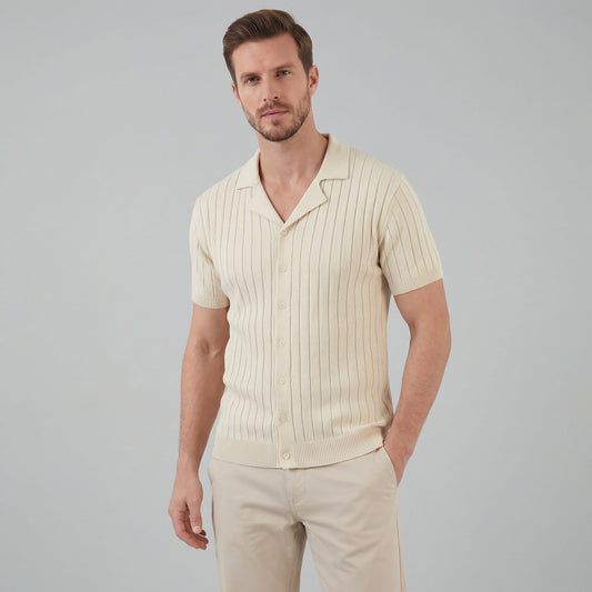 Lucas Ribbed Knit Camp Collar Shirt_1