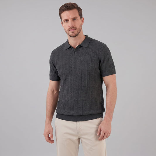 Theo Cable Knit Polo Shirt_1