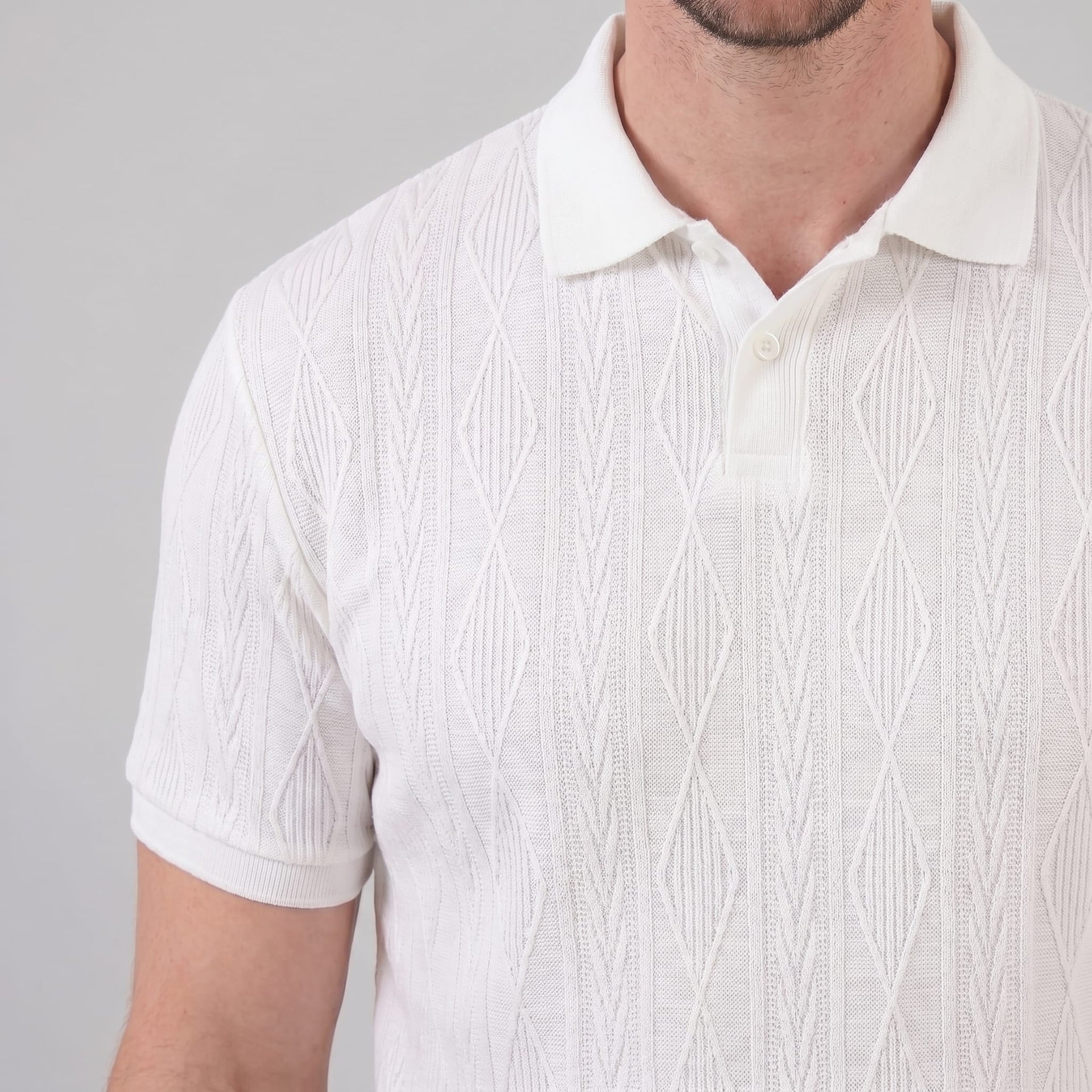 Theo Cable Knit Polo Shirt