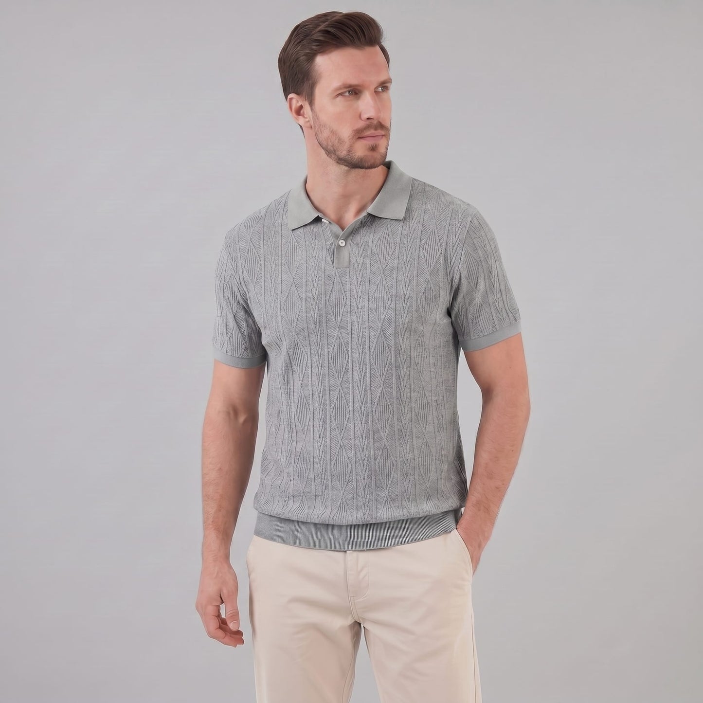 Theo Cable Knit Polo Shirt_13