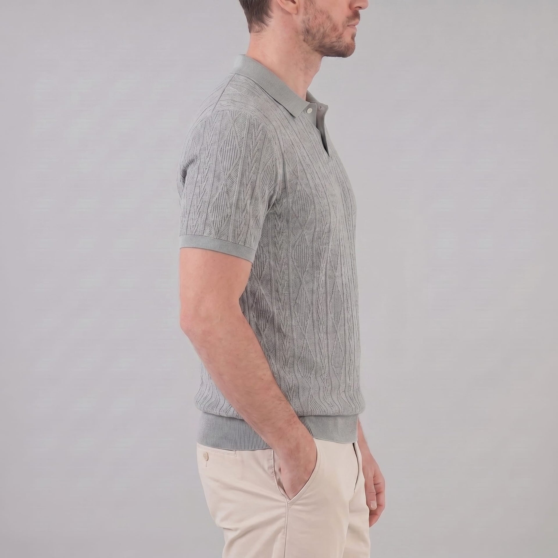 Theo Cable Knit Polo Shirt