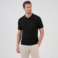 Theo Cable Knit Polo Shirt