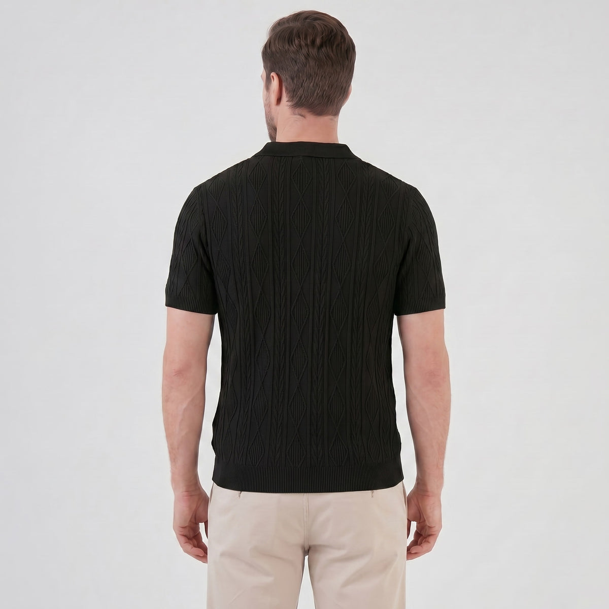 Theo Cable Knit Polo Shirt
