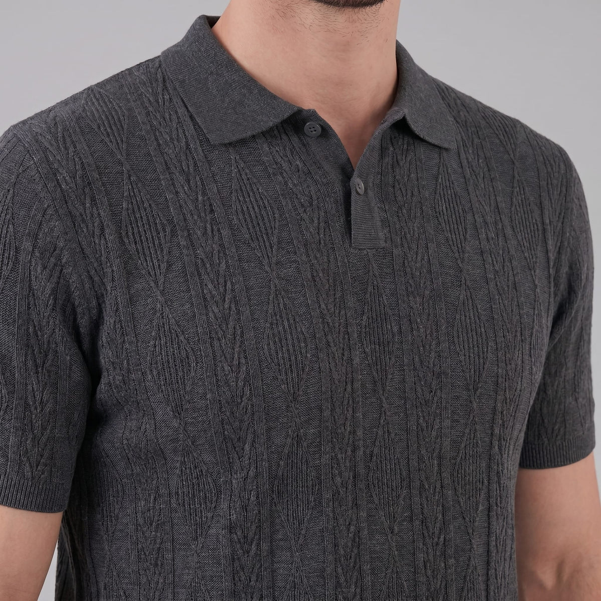 Theo Cable Knit Polo Shirt