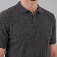 Theo Cable Knit Polo Shirt