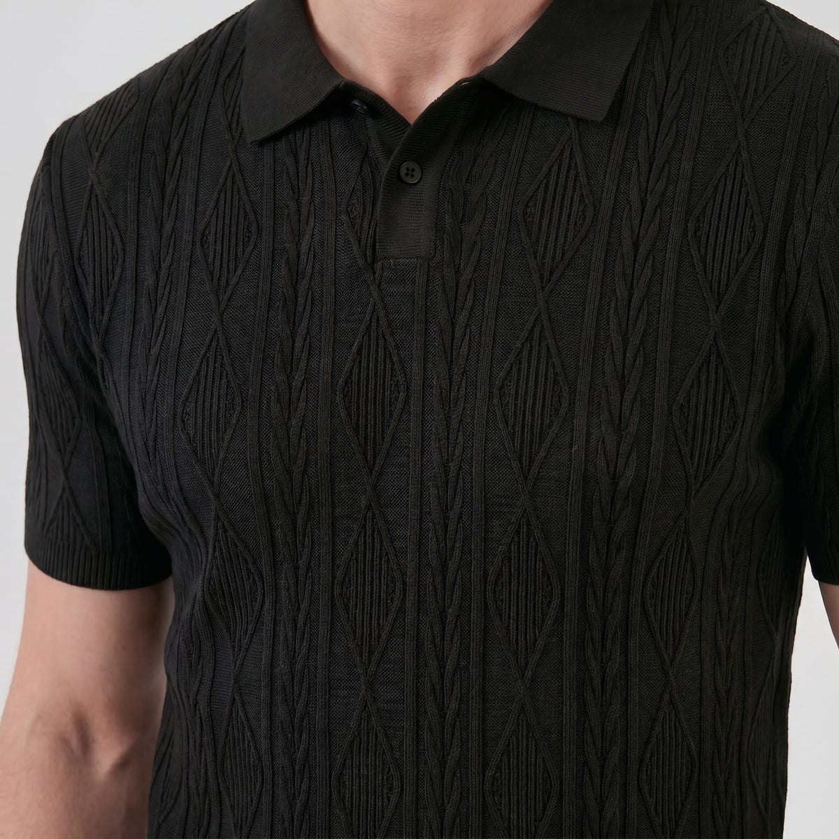 Theo Cable Knit Polo Shirt