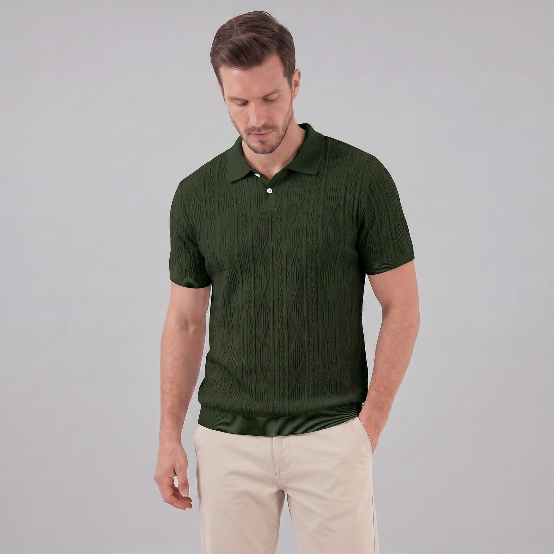 Theo Cable Knit Polo Shirt