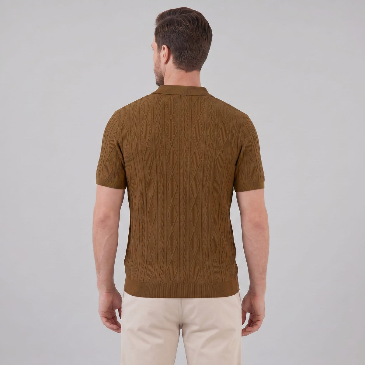 Theo Cable Knit Polo Shirt