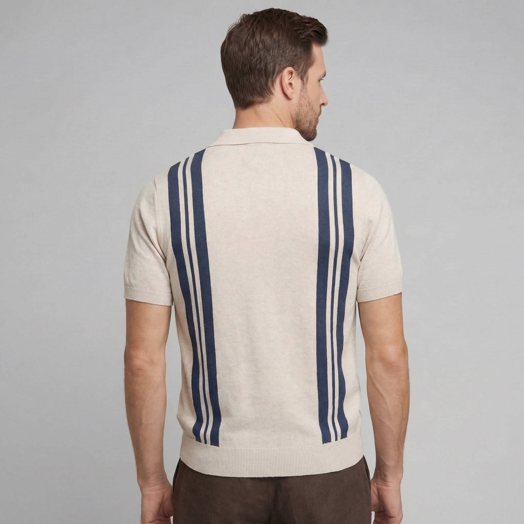 Thatcher Vertical Stripe Knit Polo Shirt