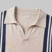 Thatcher Vertical Stripe Knit Polo Shirt