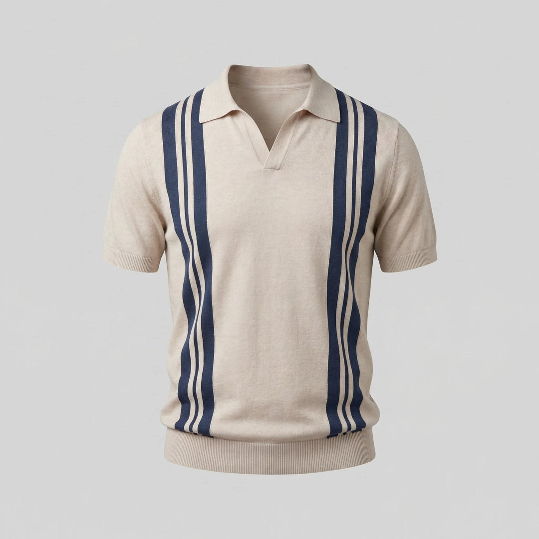 Thatcher Vertical Stripe Knit Polo Shirt