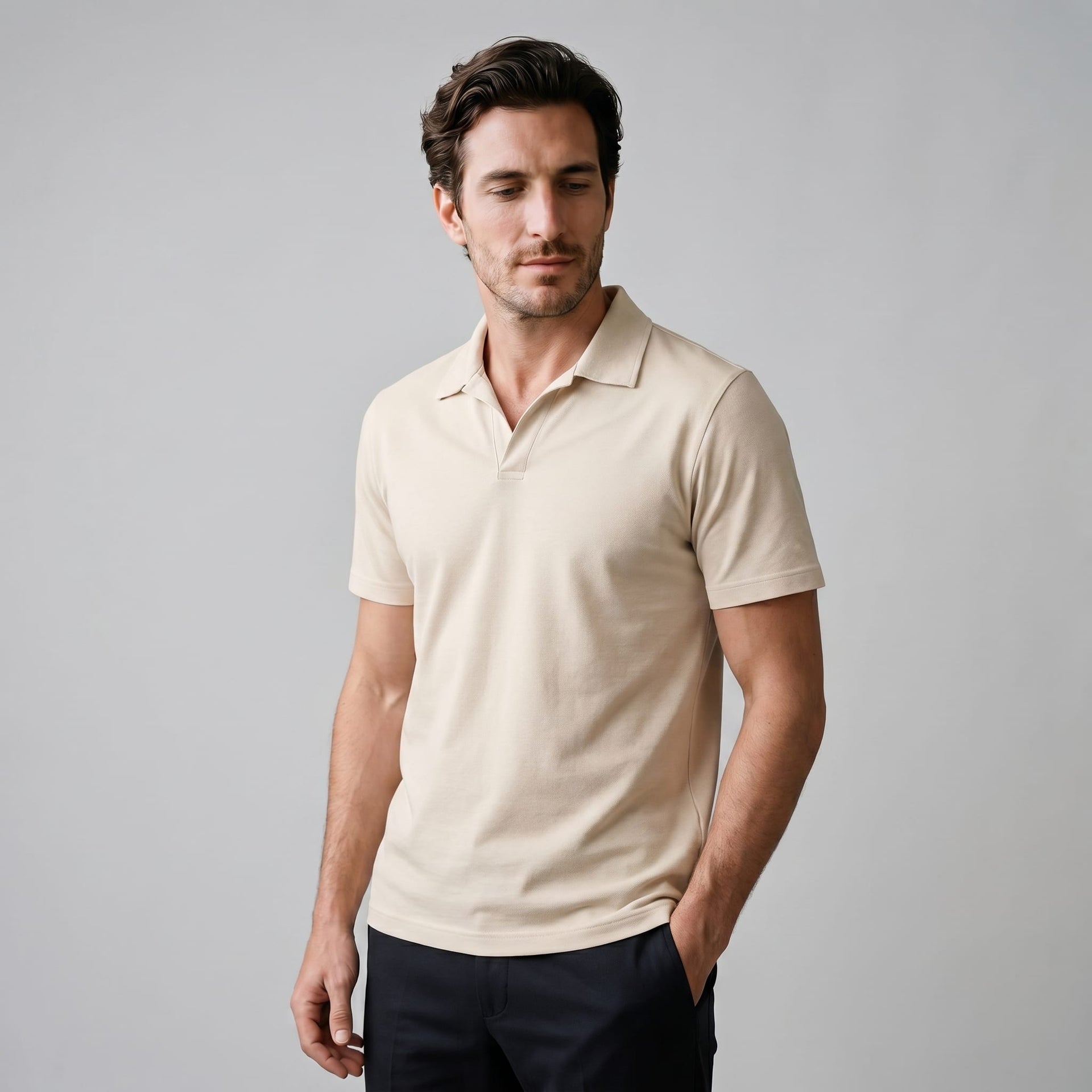 Truett Pre-Washed Open Collar Polo Shirt