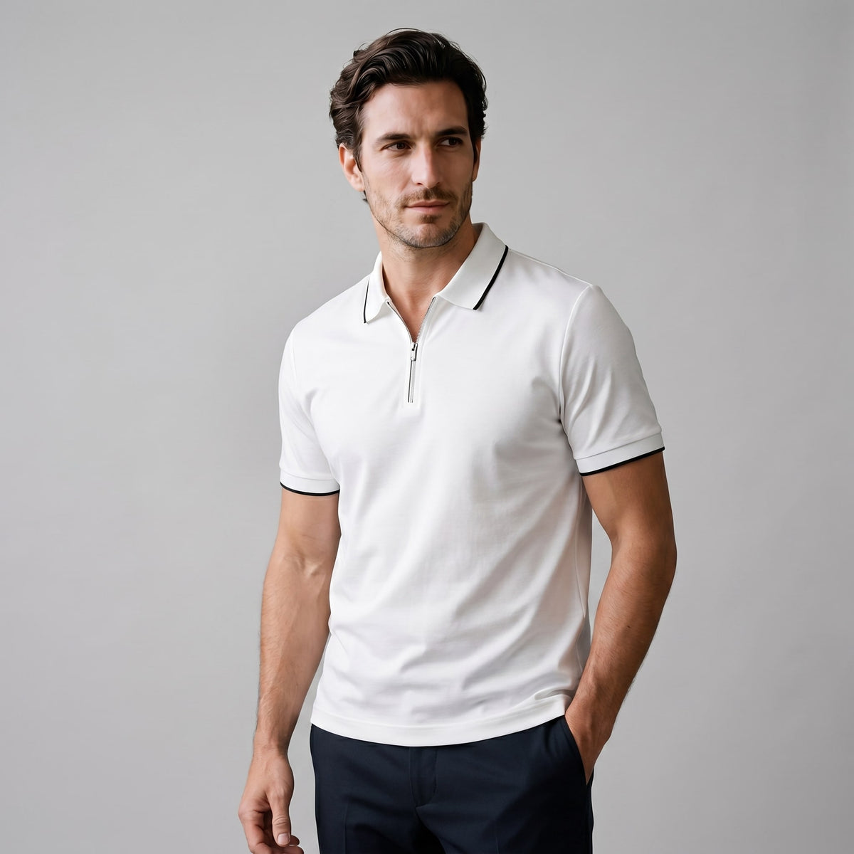 Trey Zip Placket Polo Shirt_1