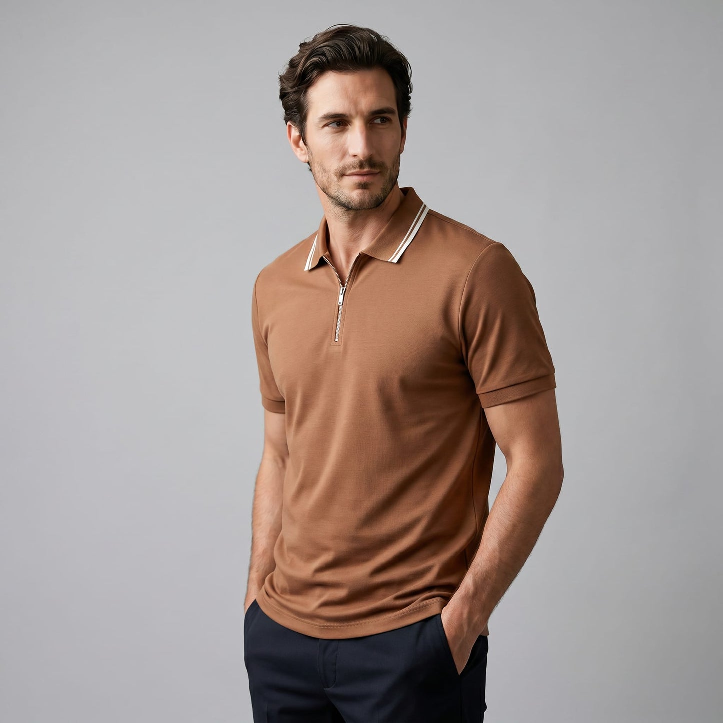 Trey Zip Placket Polo Shirt_12