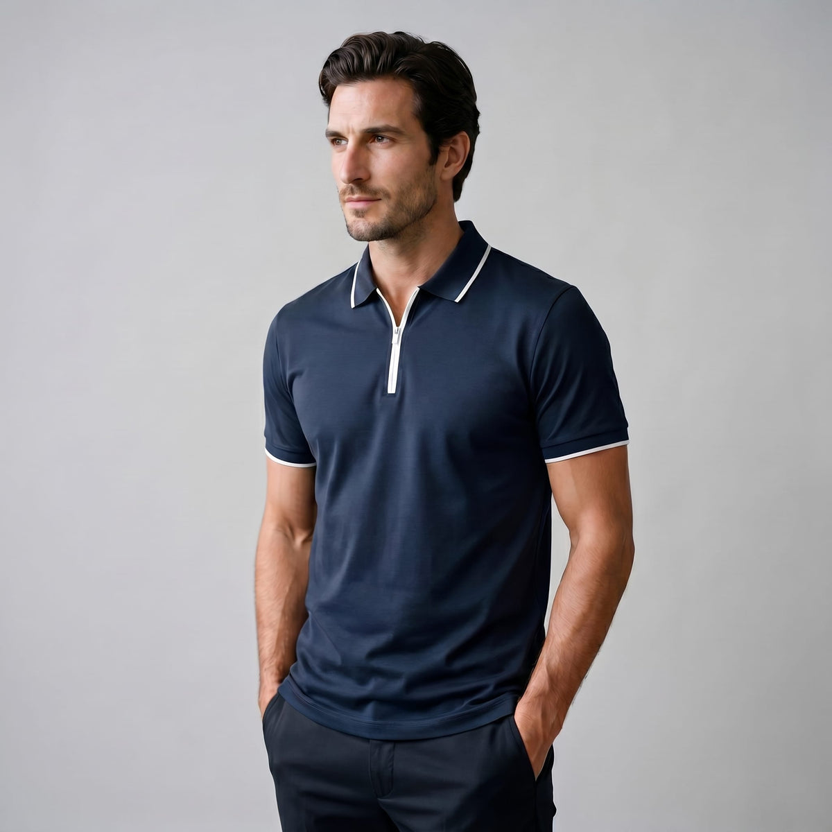 Trey Zip Placket Polo Shirt_17