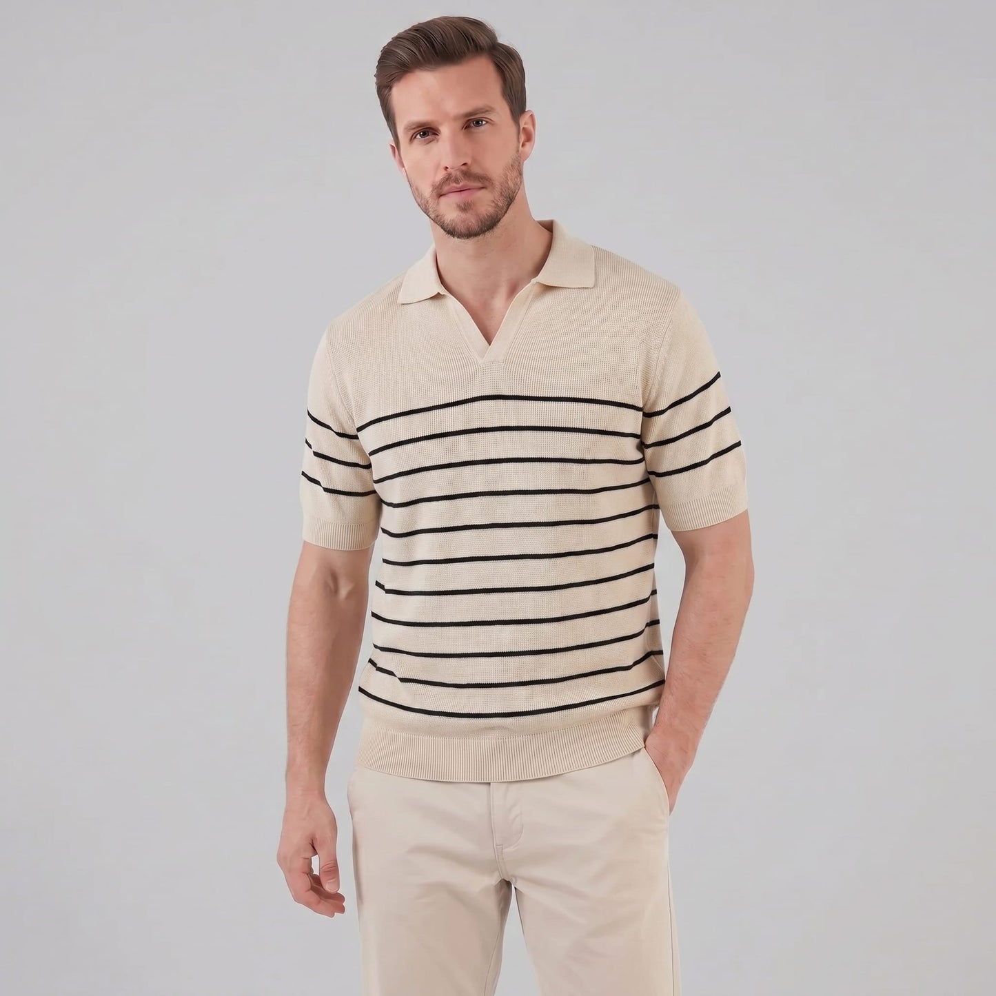 Tristan Striped Knit Polo Shirt_1