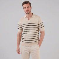 Tristan Striped Knit Polo Shirt