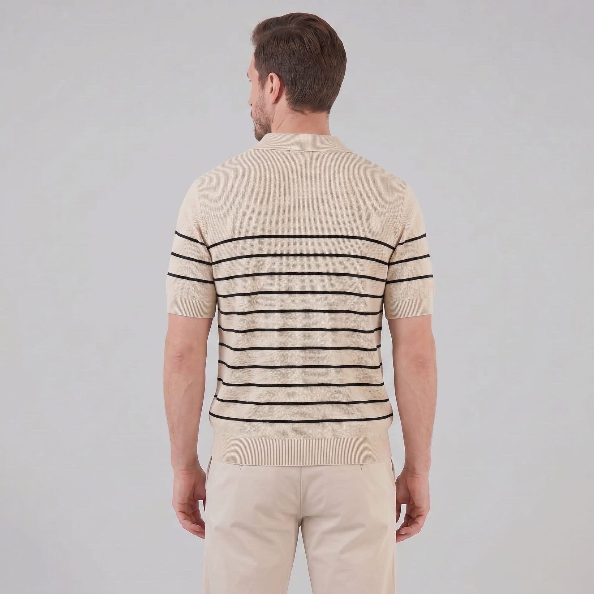 Tristan Striped Knit Polo Shirt