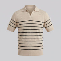 Tristan Striped Knit Polo Shirt
