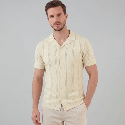 Maddox Open Knit Camp Collar Shirt_1