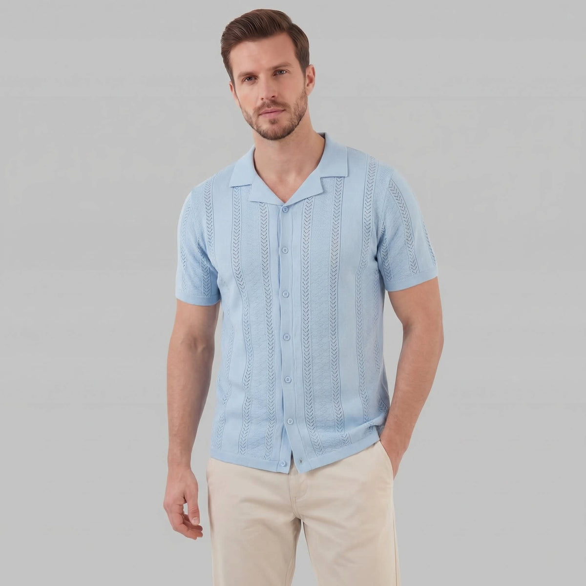 Maddox Open Knit Camp Collar Shirt_11
