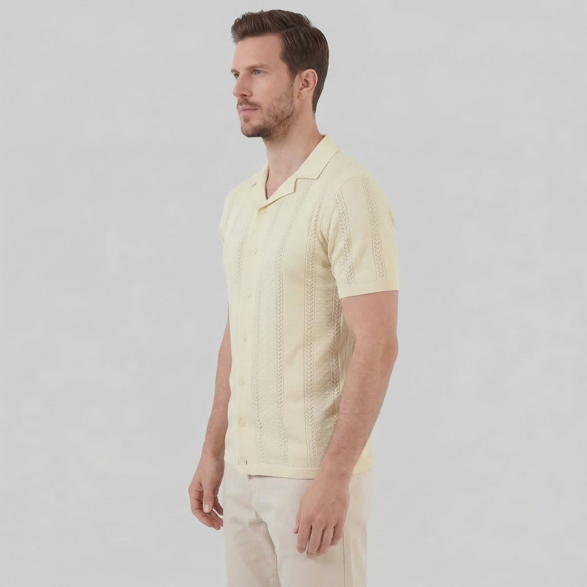 Maddox Open Knit Camp Collar Shirt_2