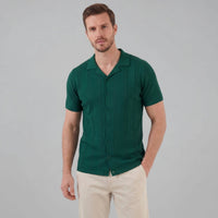 Maddox Open Knit Camp Collar Shirt