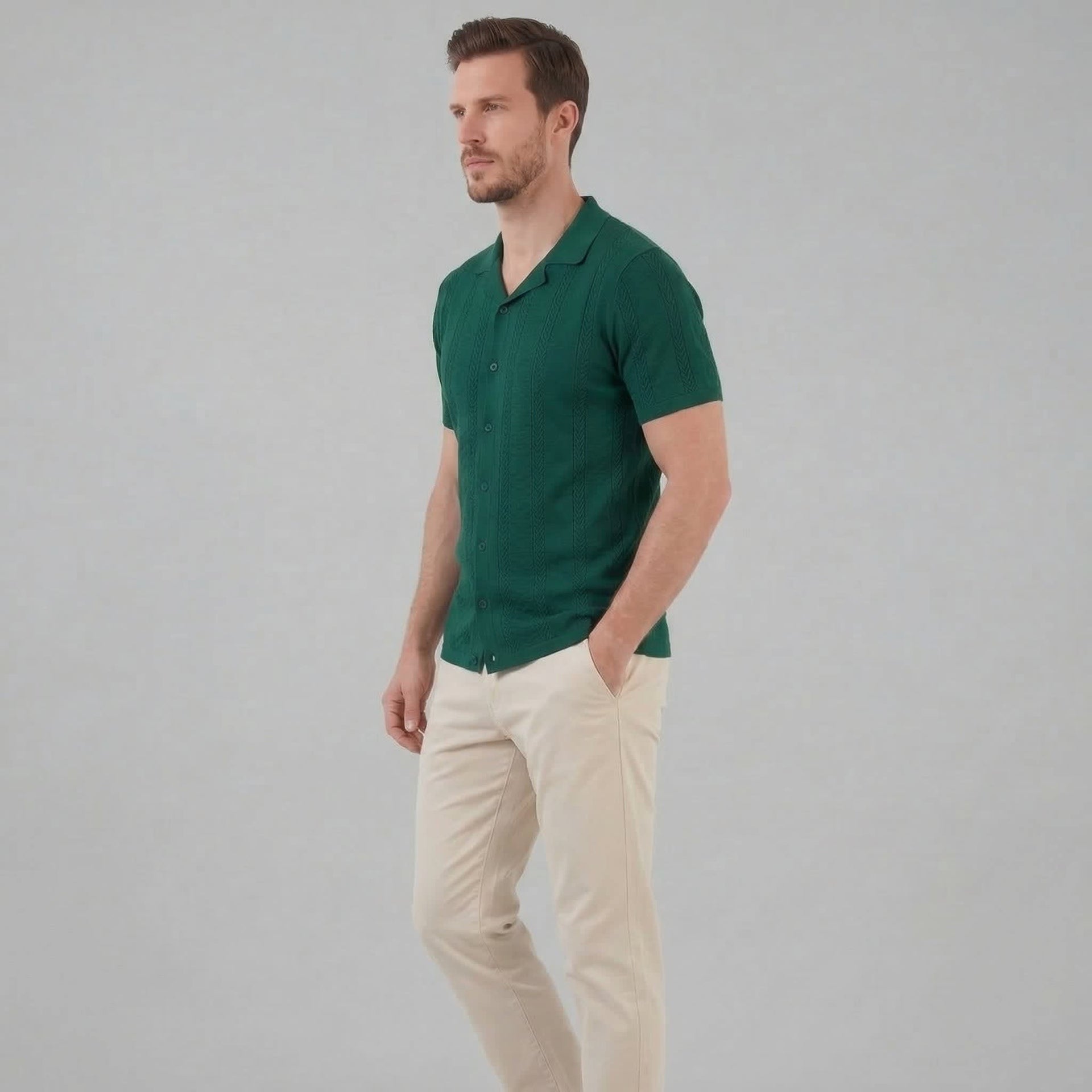 Maddox Open Knit Camp Collar Shirt