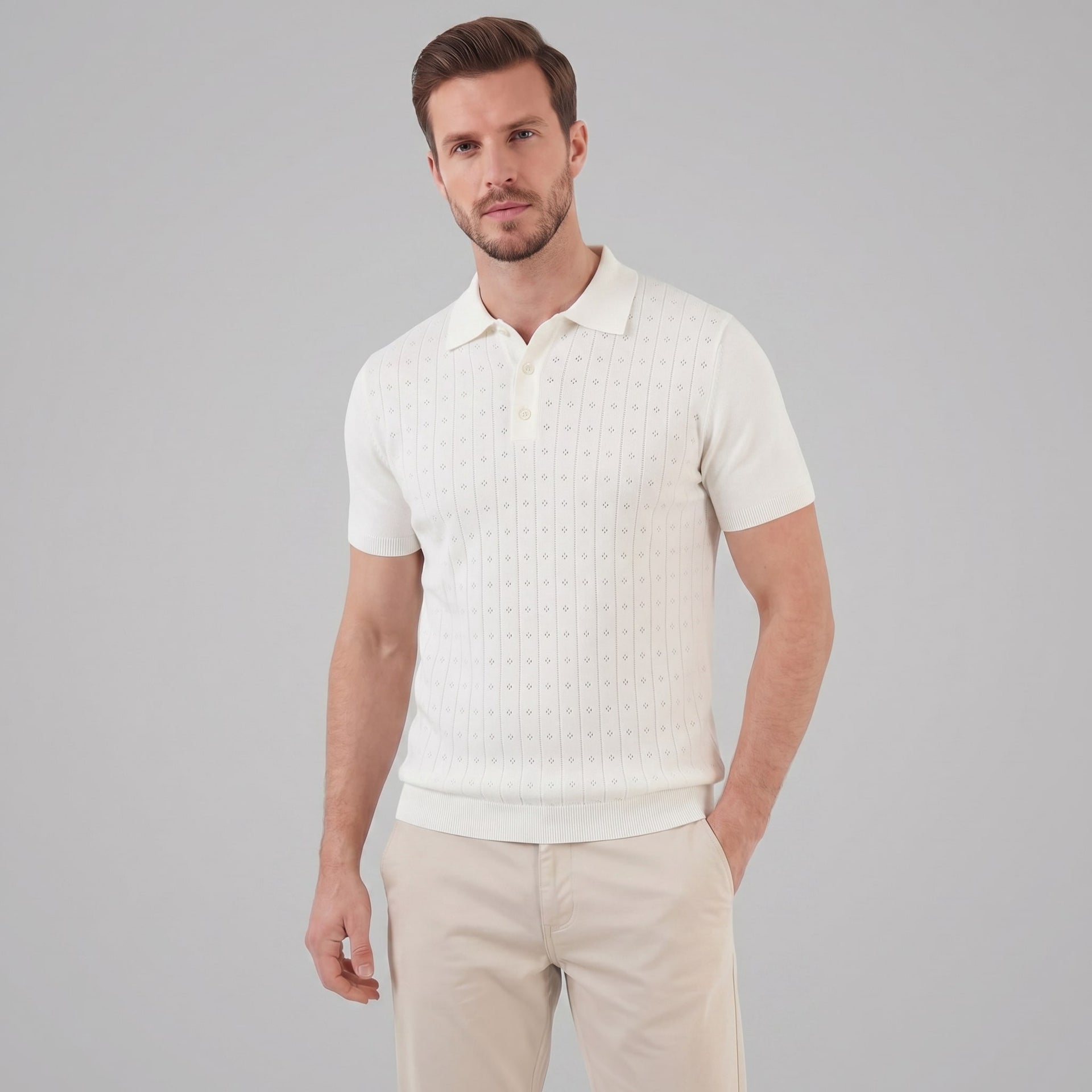 Turner Pointelle Knit Polo Shirt
