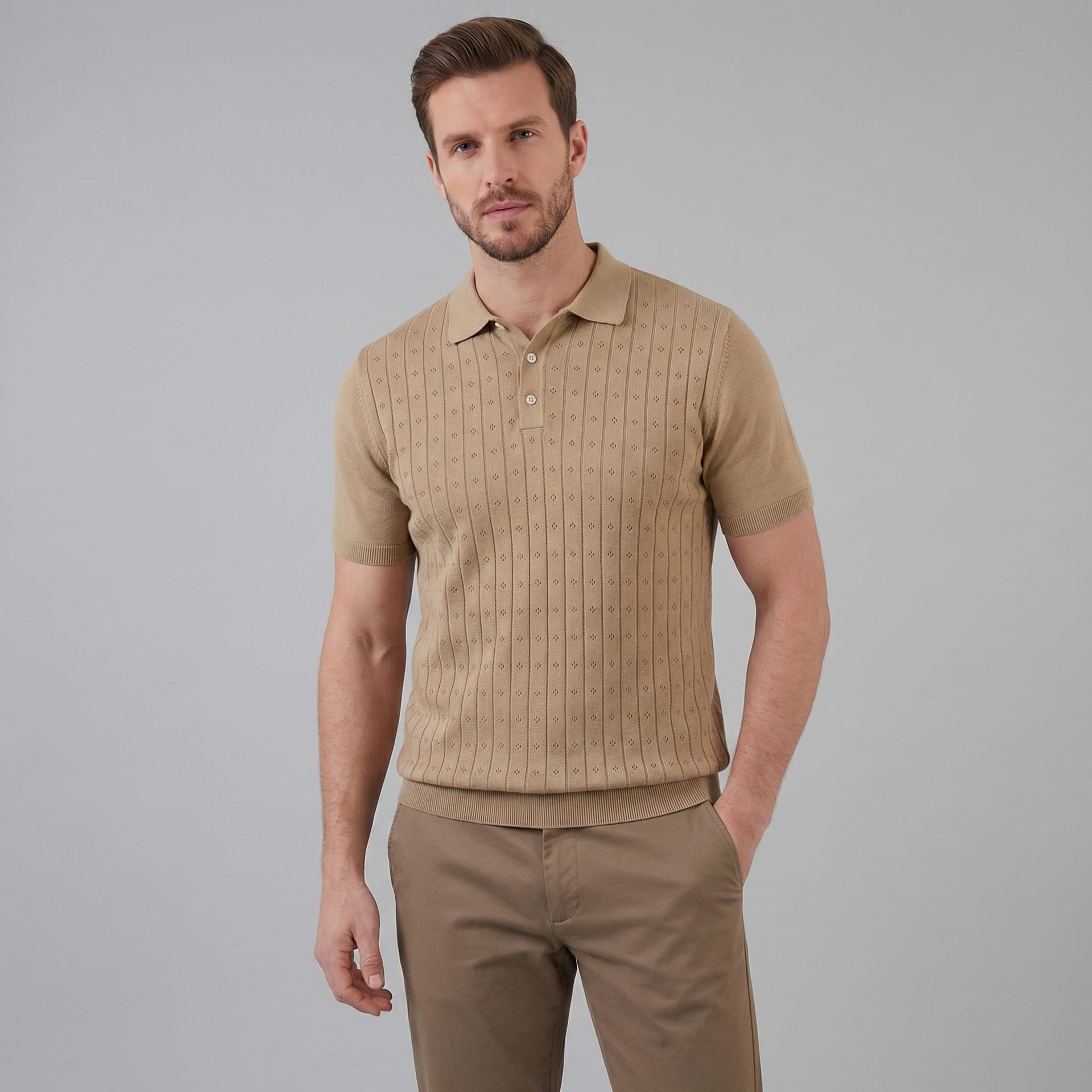 Turner Pointelle Knit Polo Shirt