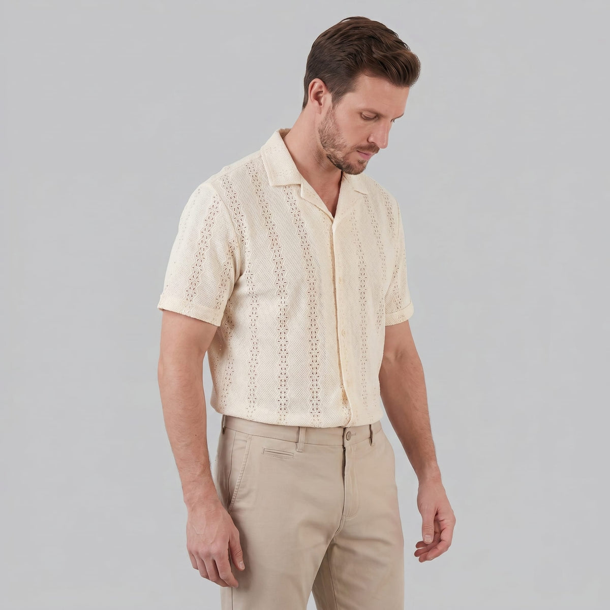 Marcus Eyelet Camp Collar Shirt