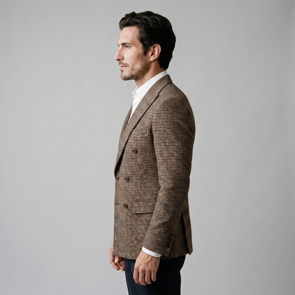 Gavin Double Breasted Houndstooth Blazer_3