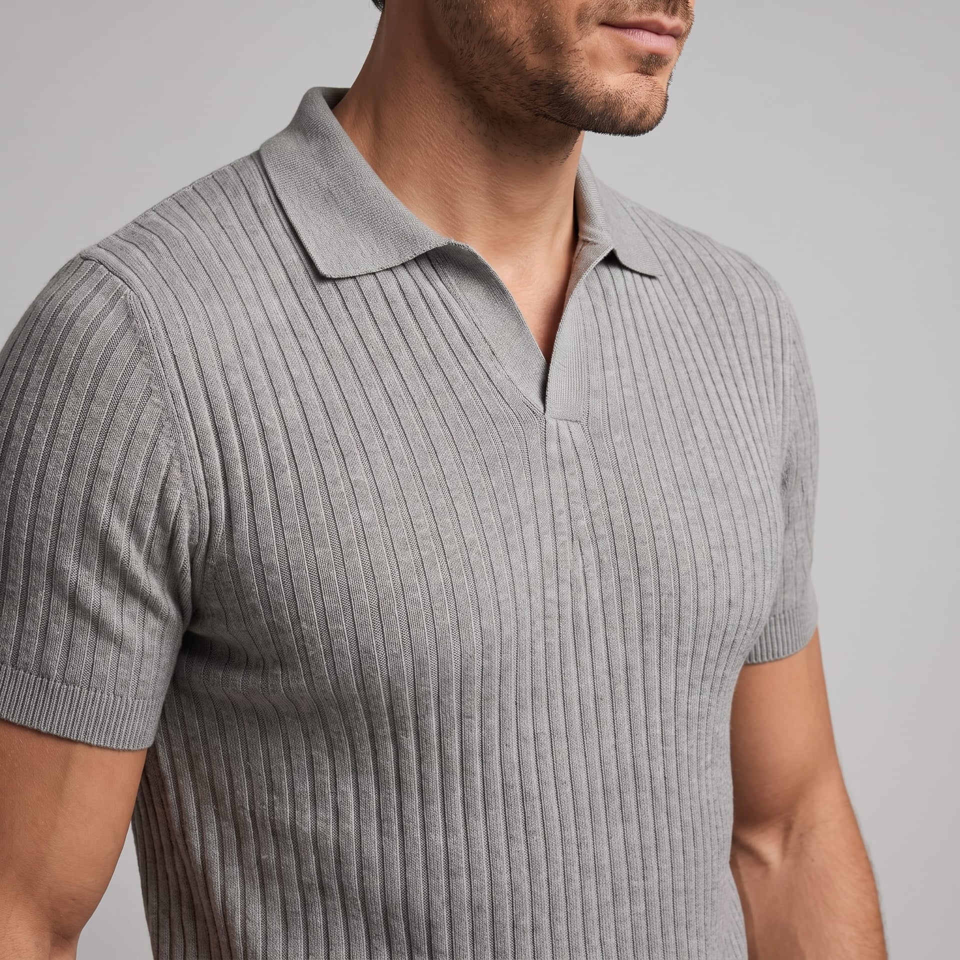 Wade Ribbed Knit Polo Shirt
