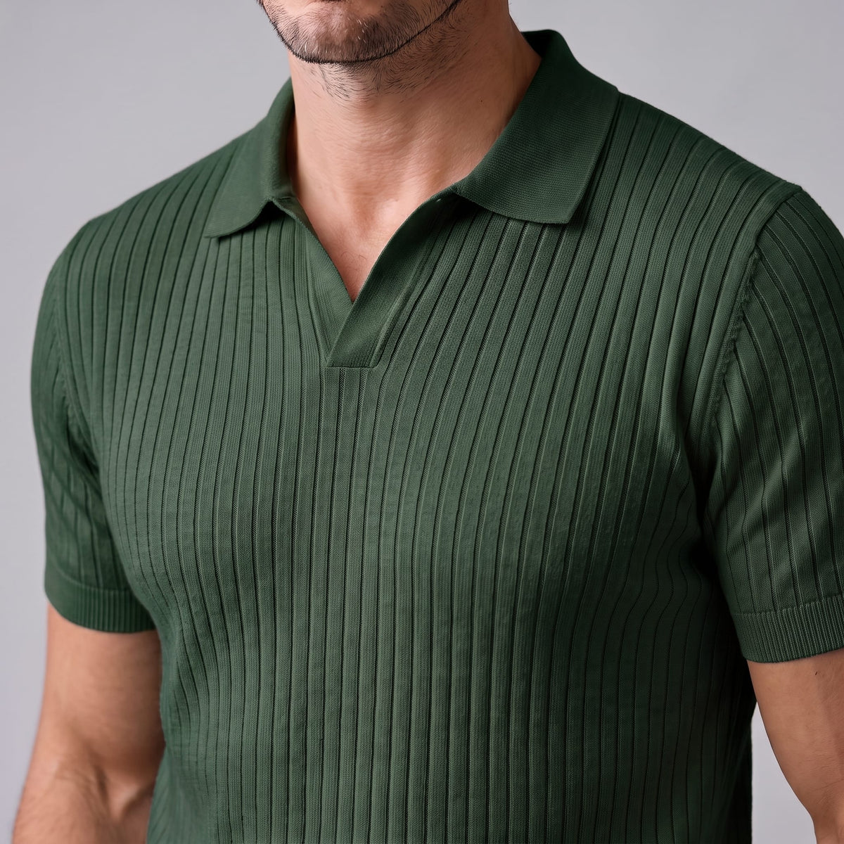 Wade Ribbed Knit Polo Shirt