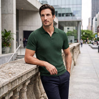 Wade Ribbed Knit Polo Shirt