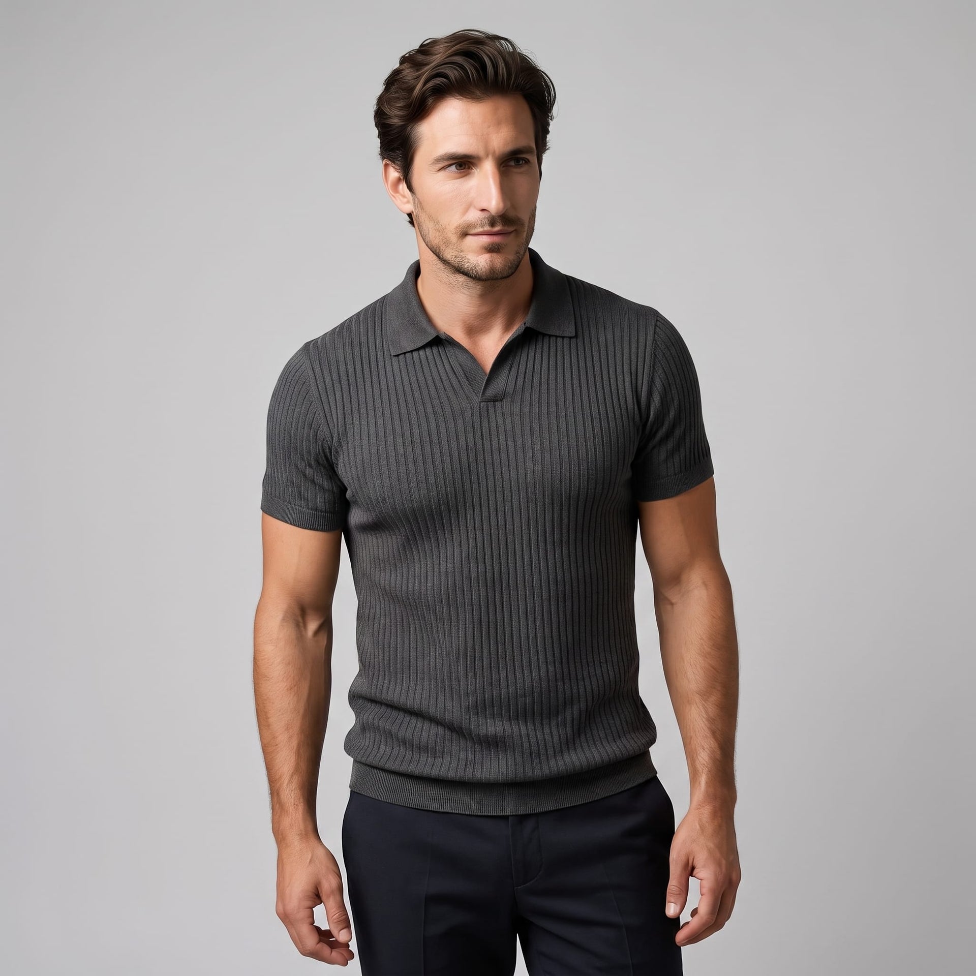 Wade Ribbed Knit Polo Shirt