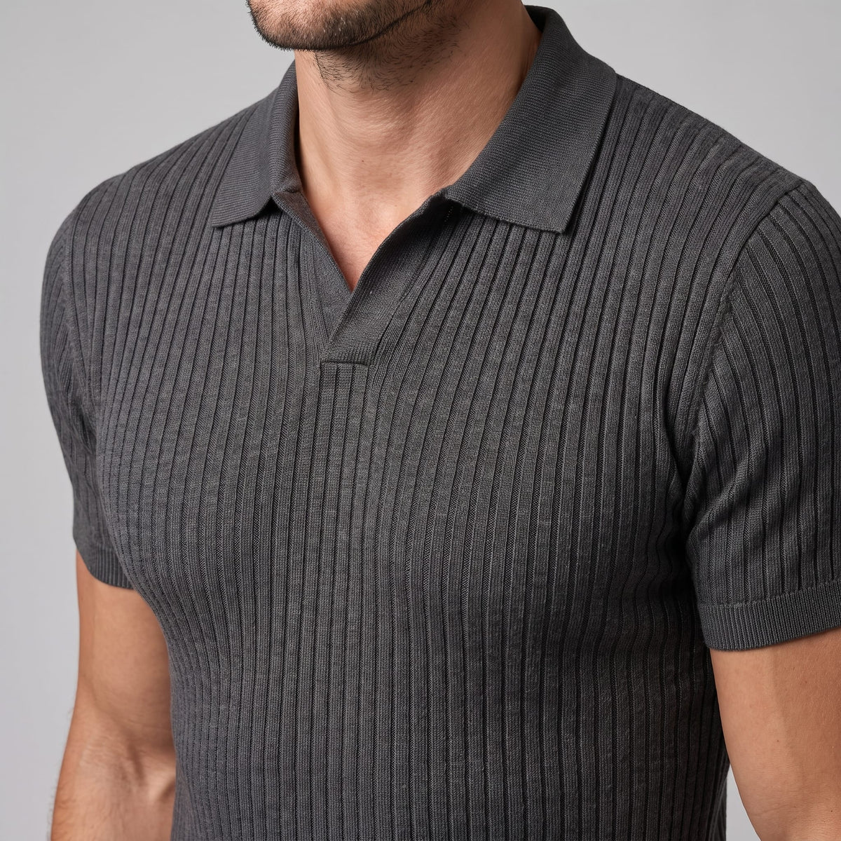 Wade Ribbed Knit Polo Shirt
