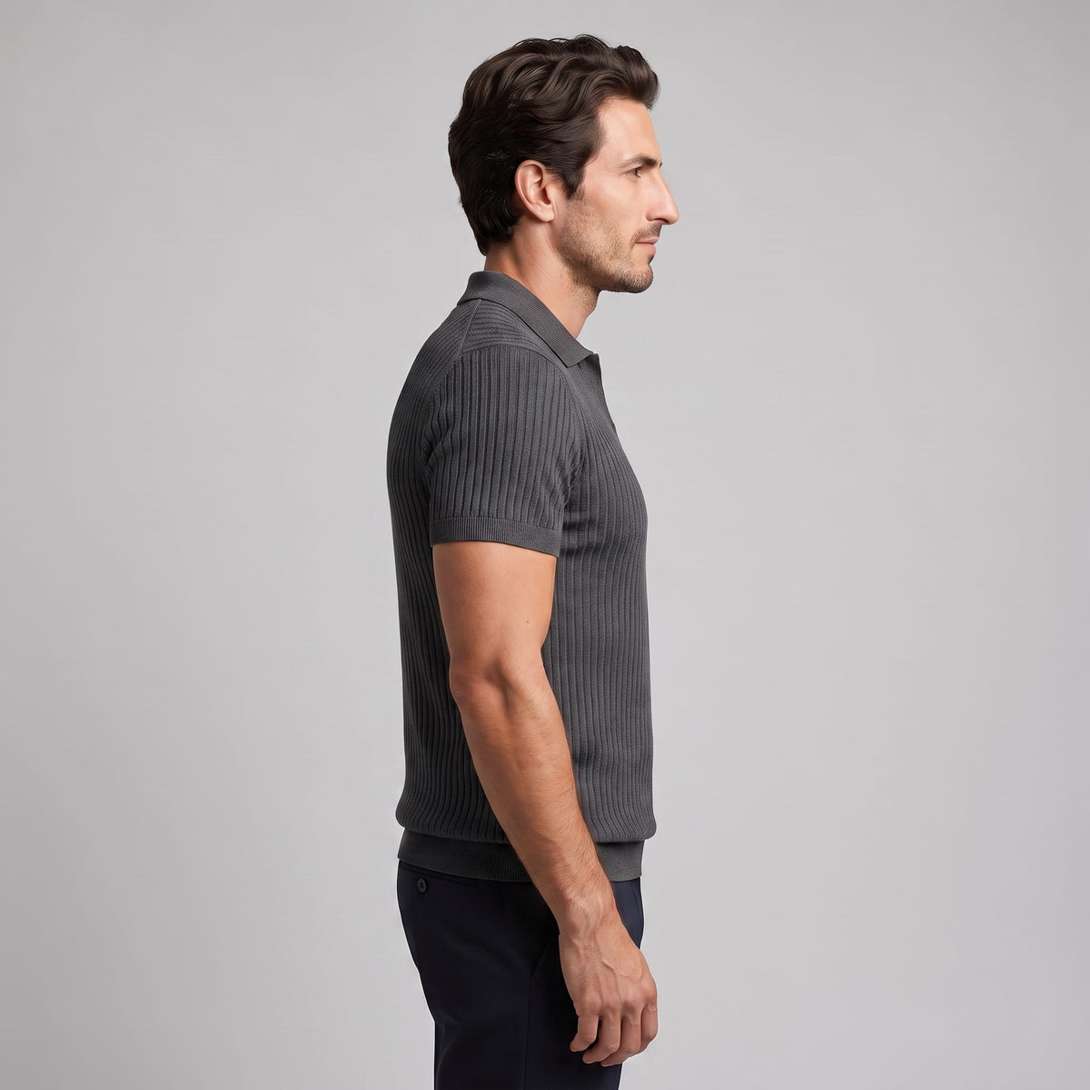 Wade Ribbed Knit Polo Shirt