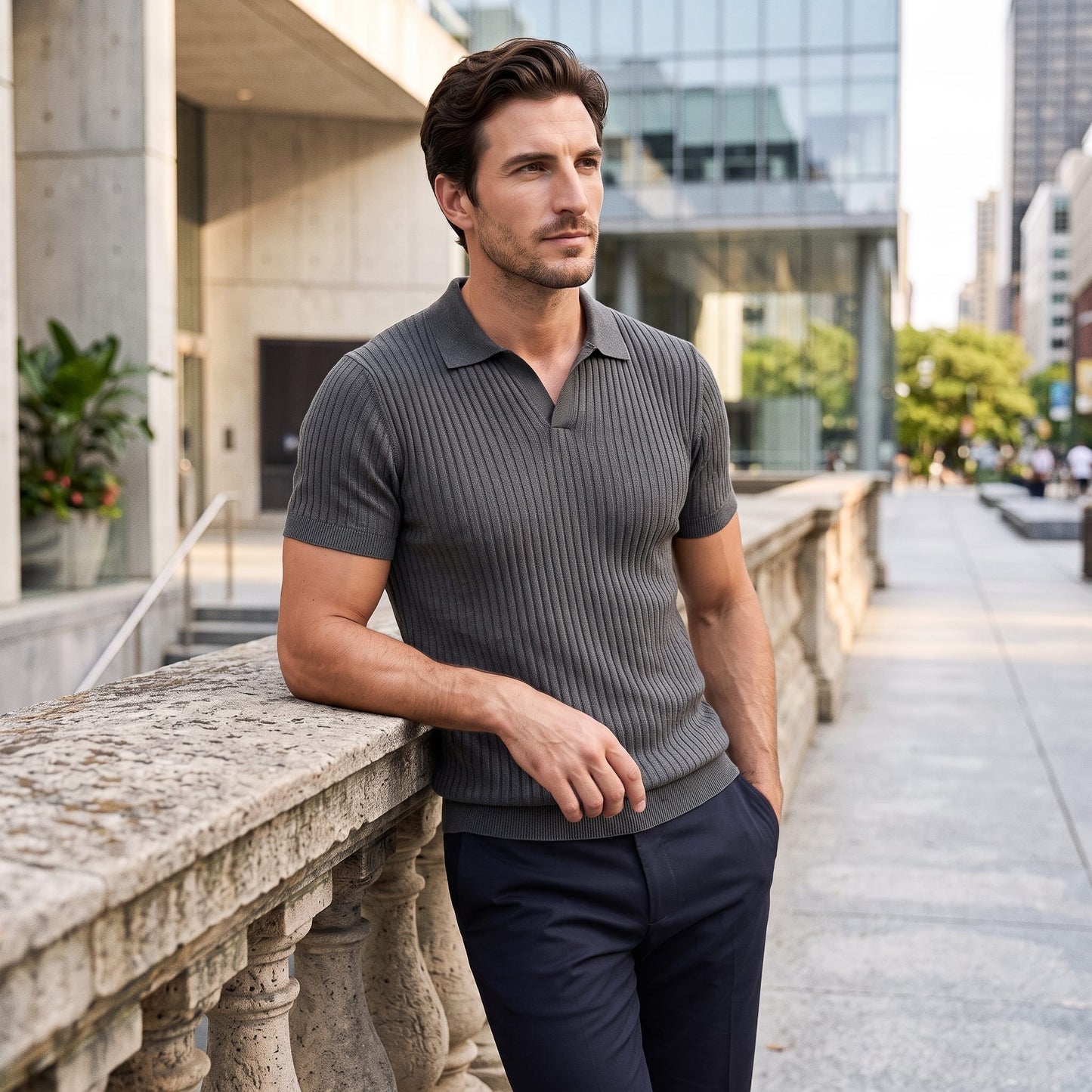 Wade Ribbed Knit Polo Shirt_24