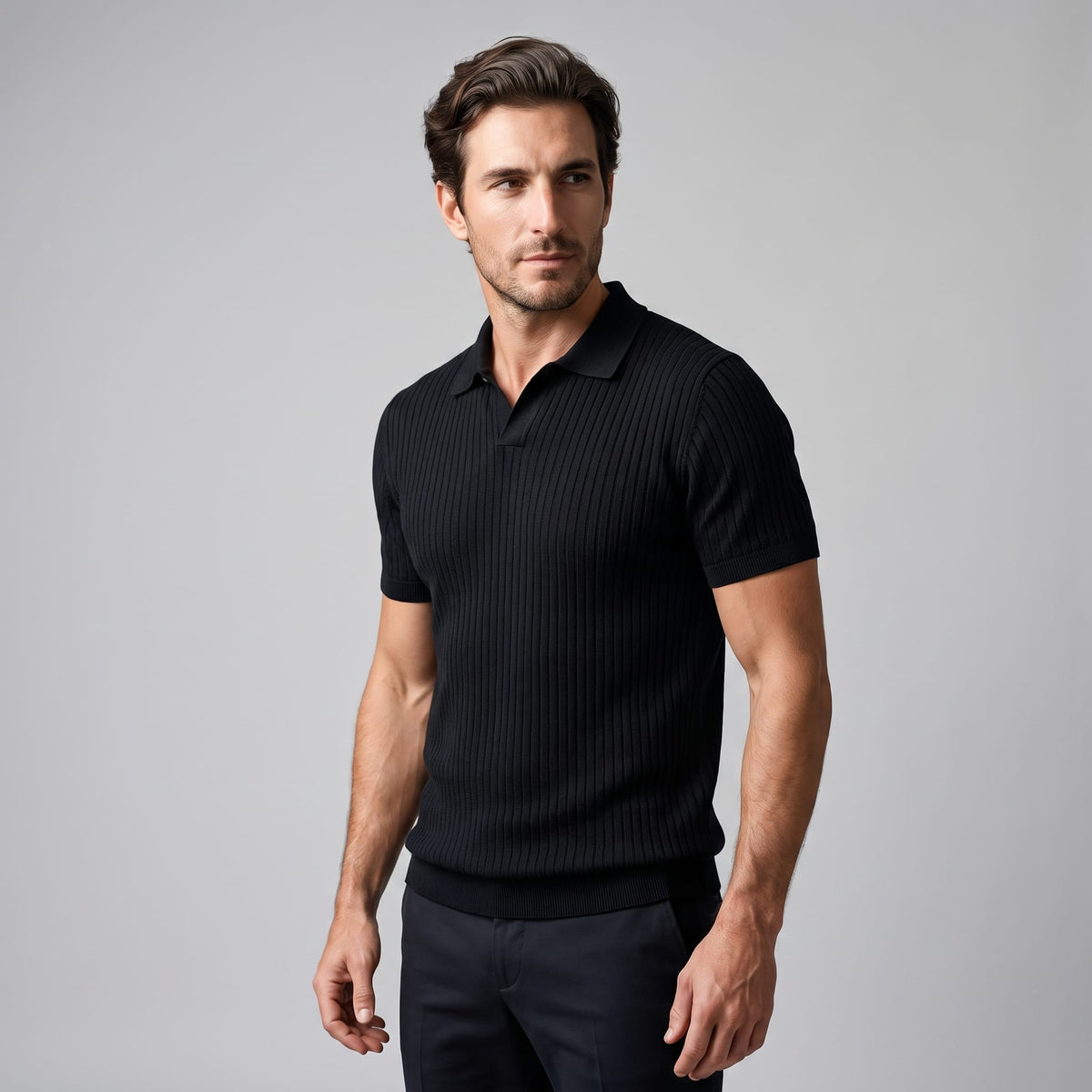 Wade Ribbed Knit Polo Shirt