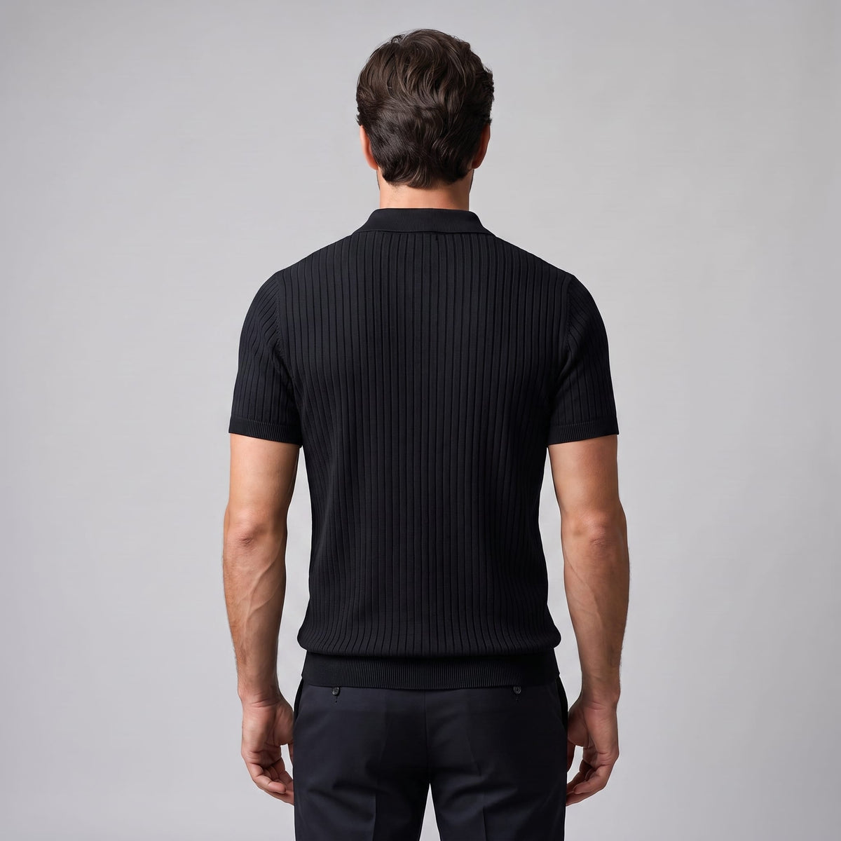 Wade Ribbed Knit Polo Shirt