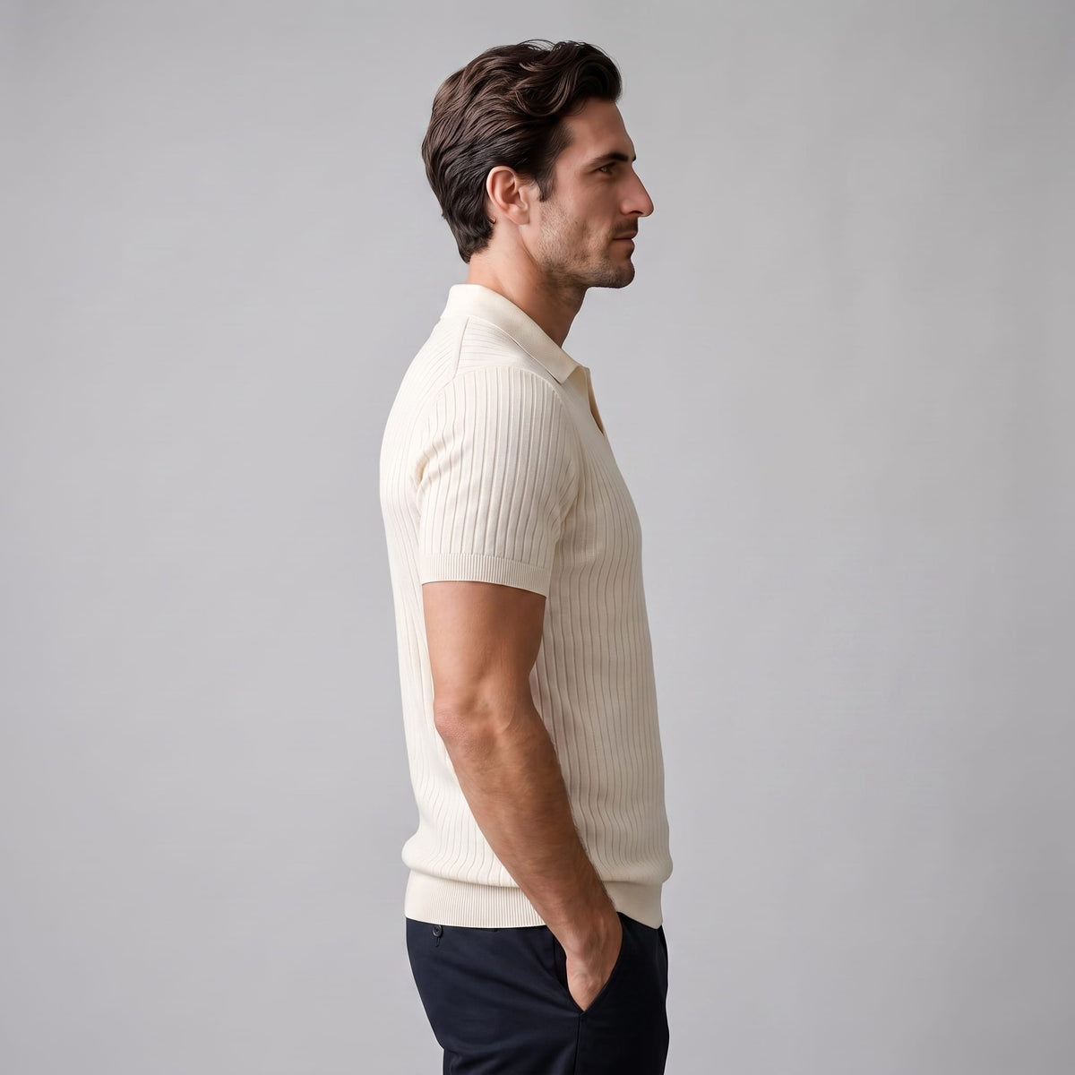 Wade Ribbed Knit Polo Shirt