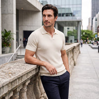 Wade Ribbed Knit Polo Shirt