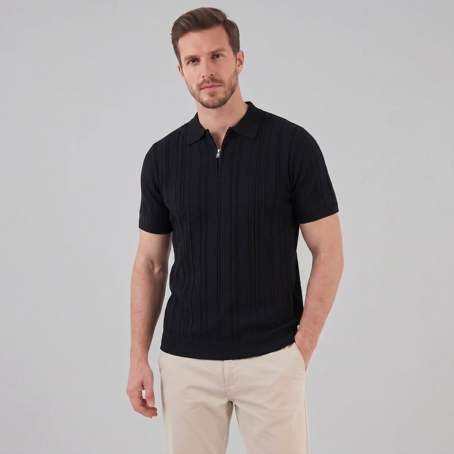 Walker Cotton Quarter Zip Polo Shirt_6